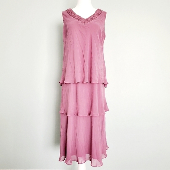Slny Purple Ruffle Sequin Dress - Picture 1 of 7